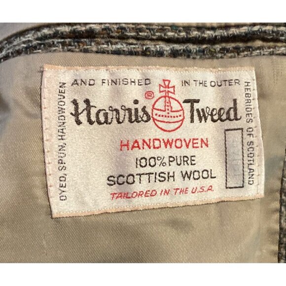 VTG HARRIS TWEED SPORT COAT SZ 40R BROWN 2 BUTTON PARTIALLY LINED MENS - Picture 3 of 7